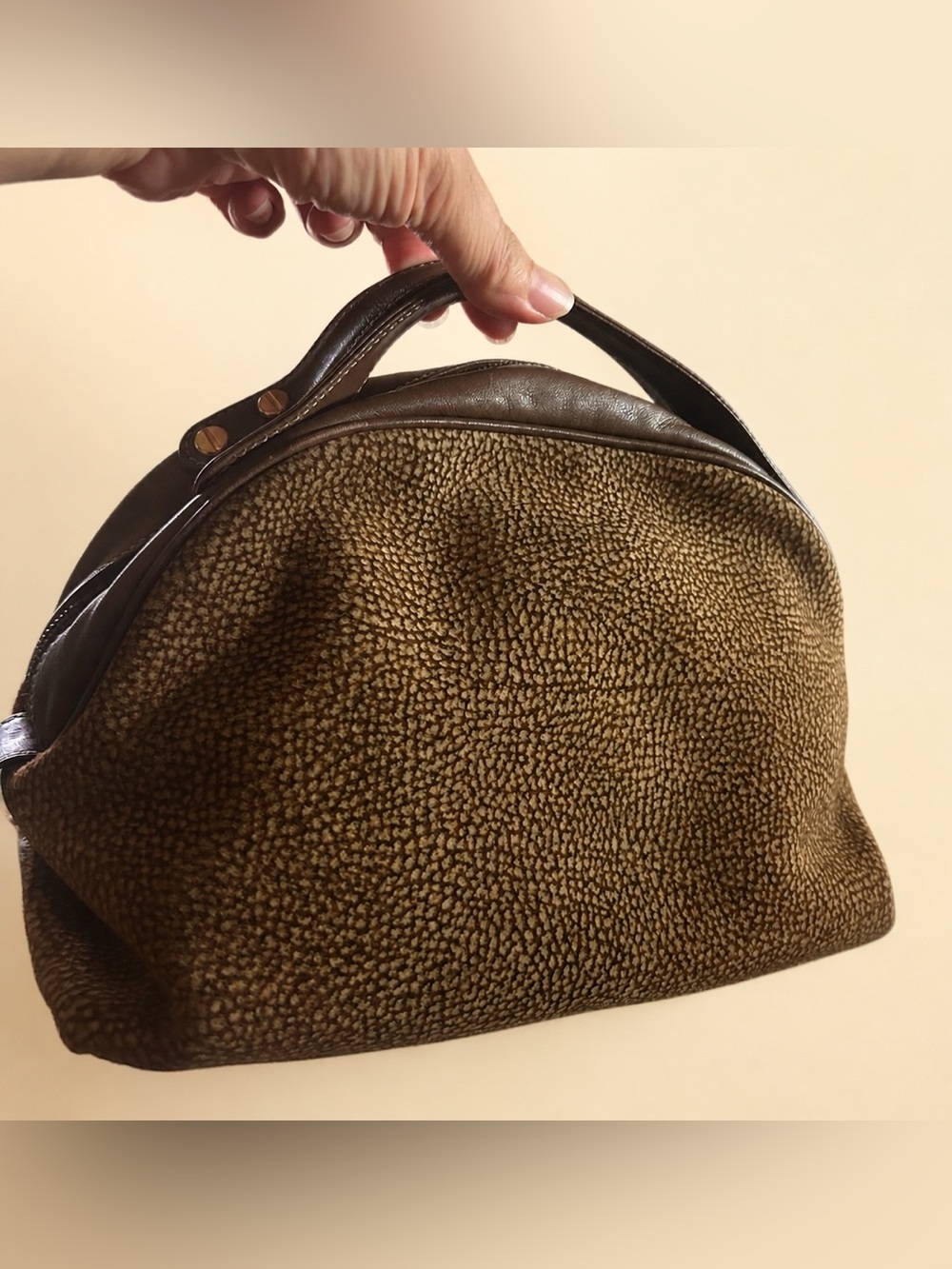 BORBONESE SUEDE Boston Top-Handle Bag EUC